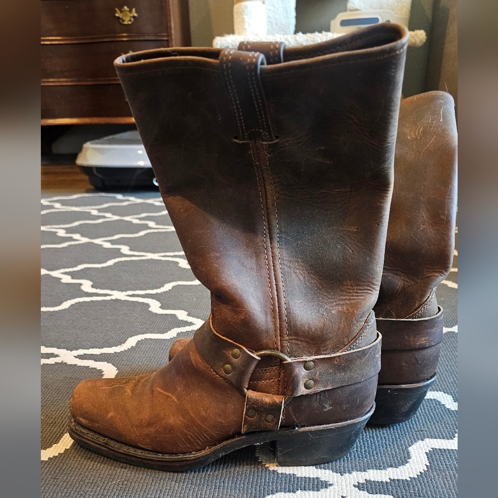 Frye Harness Dark Brown Leather Boots